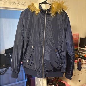 Charlotte Russe Navy Jacket with Faux Fur Lining